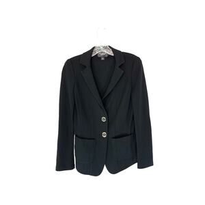 St. John Caviar‎ Sweater Blazer Black Santana Knit Office Business Work Size 2